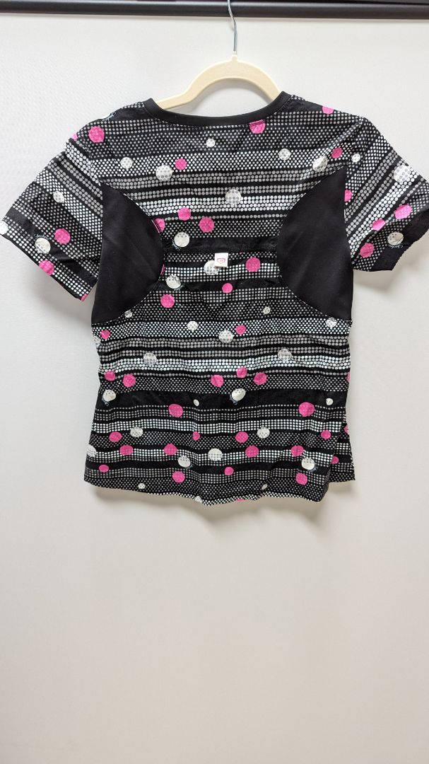 Skechers Black/White/Pink Dotted Scrub Top