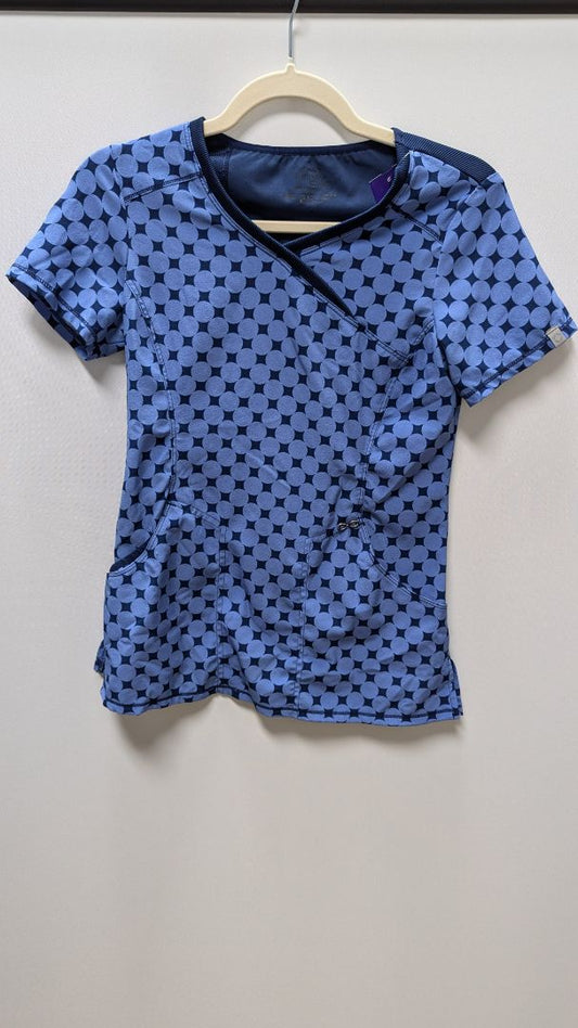 Cherokee Infinity Blue Dotted Scrub Top