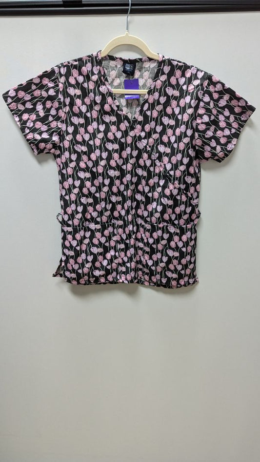 medgear Black/Pink Floral Scrub Top