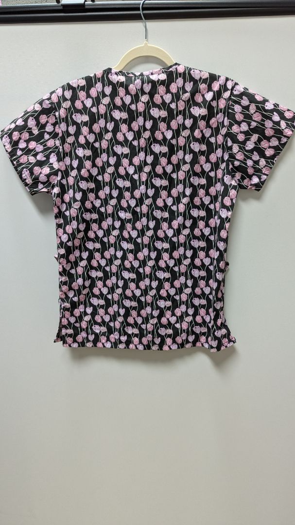 medgear Black/Pink Floral Scrub Top