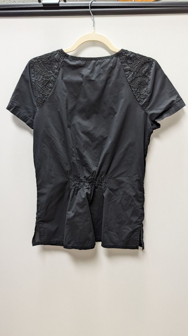 Koi Black Lace Neck Scrub Top