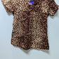 Koi Brown Animal Print Babydoll Scrub Top