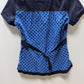 Koi Blue Velvet Adjustable Scrub Top