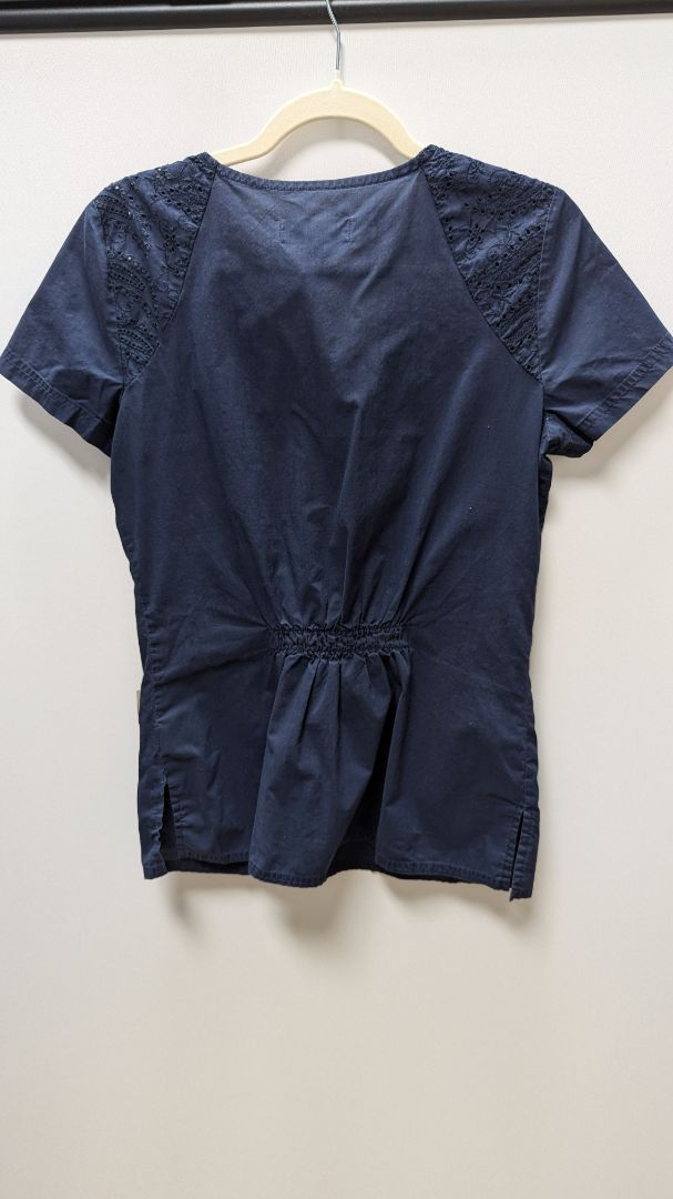 Koi Navy Lace Neck Scrub Top