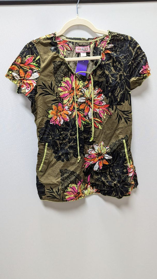 Koi Green Floral Scrub Top