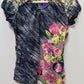 Koi Navy Floral Patterned Scrub Top