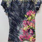 Koi Navy Floral Patterned Scrub Top