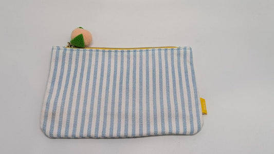 IPSY Blue Striped Zippered Pouch