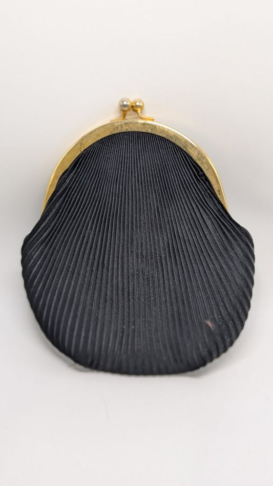 Claire's Black Textured Shell Purse with Gold