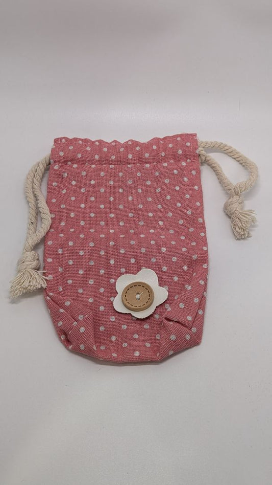 Pink Polka Dot Canvas Pouch