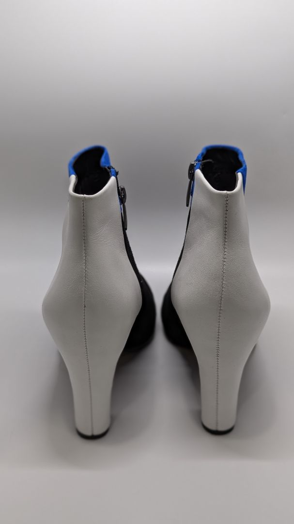 Sam Edelman Black/White/Blue Colorblock Heel Boots