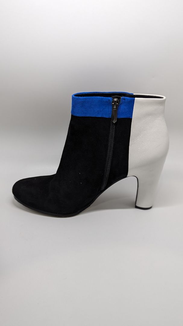 Sam Edelman Black/White/Blue Colorblock Heel Boots