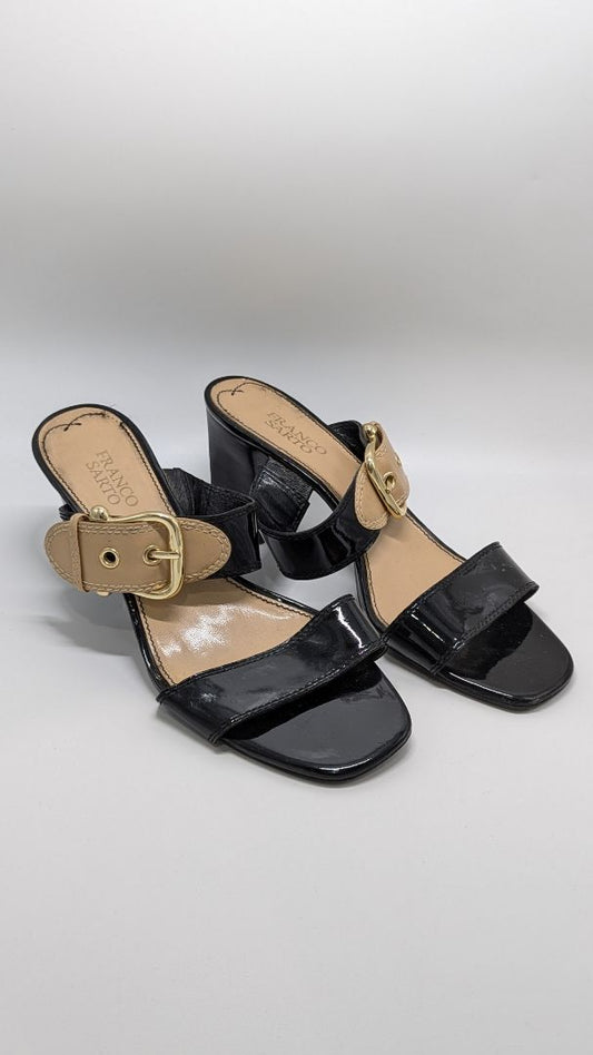 Franco Sarto Black "Omyrah" Block Heel Sandals