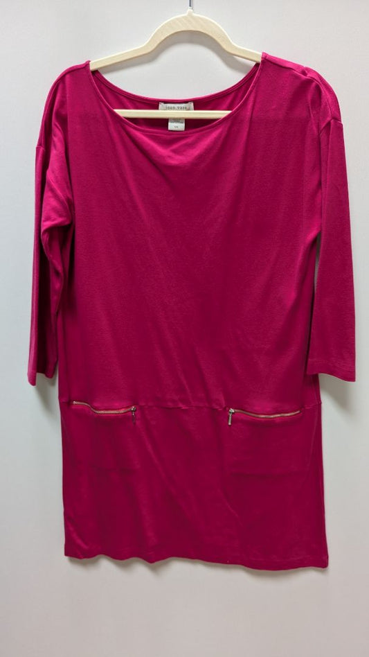 Joan Vass Pink 3/4 Sleeve Dress with Zippered Pockets