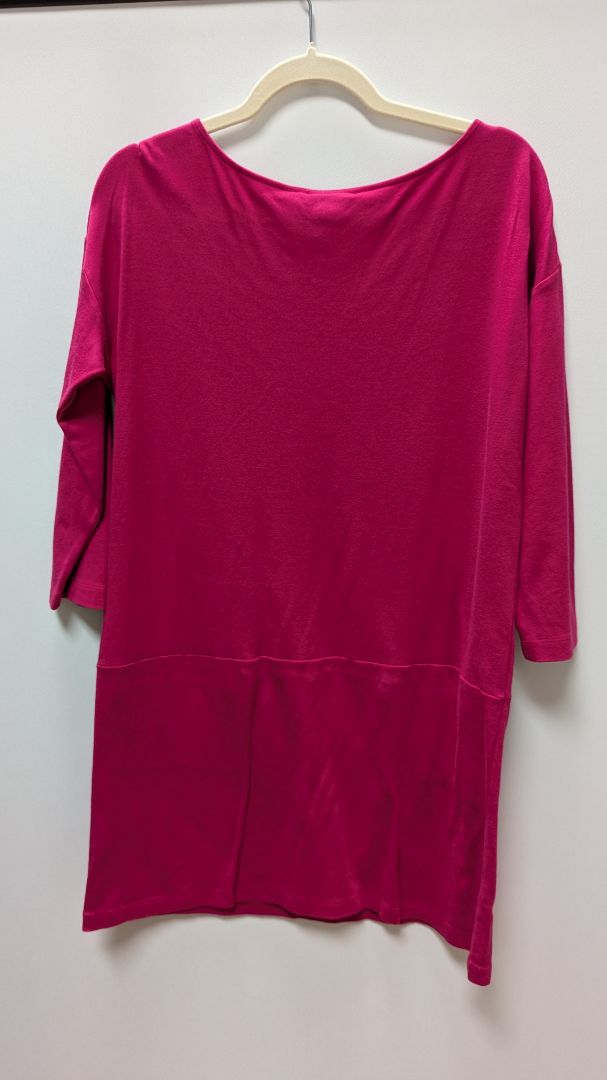 Joan Vass Pink 3/4 Sleeve Dress with Zippered Pockets