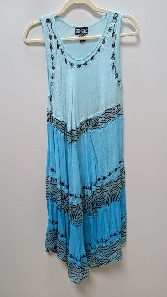 Step in Style Blue Ombre Zebra Sleeveless Sheath Dress