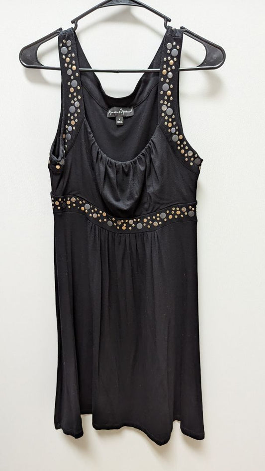 Mercer & Madison Black Mixed Metal Studded Sleeveless Dress