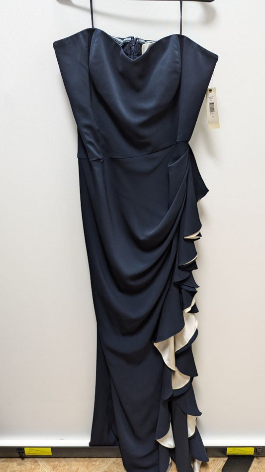 Badgley Mischka Navy/White Formal Maxi Dress