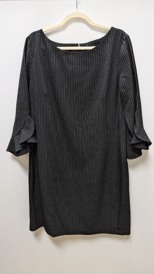 Karl Lagerfeld Black/White Striped Bell Sleeve Dress