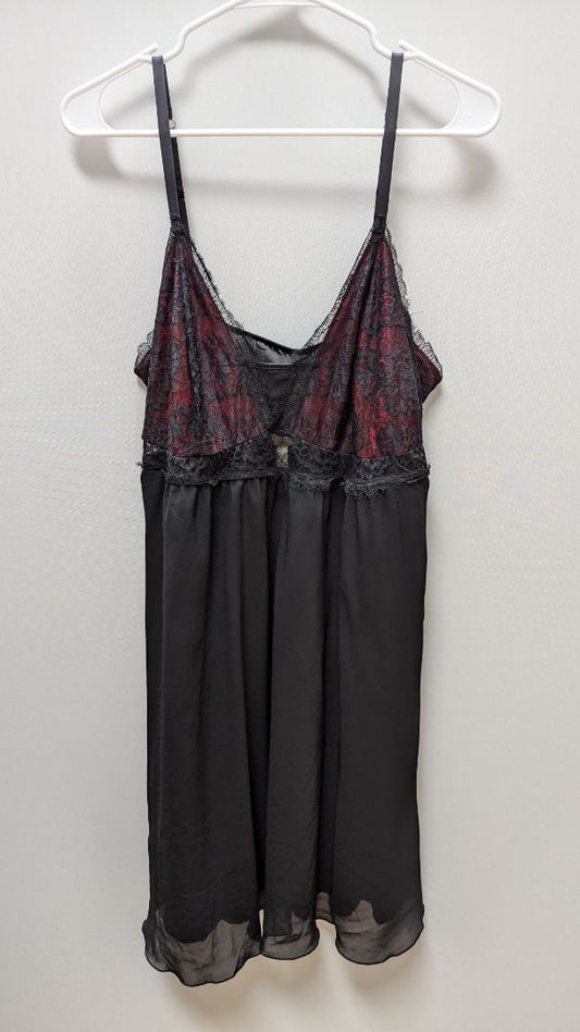 Soma Black/Red Lace Slip Nightgown Lingerie