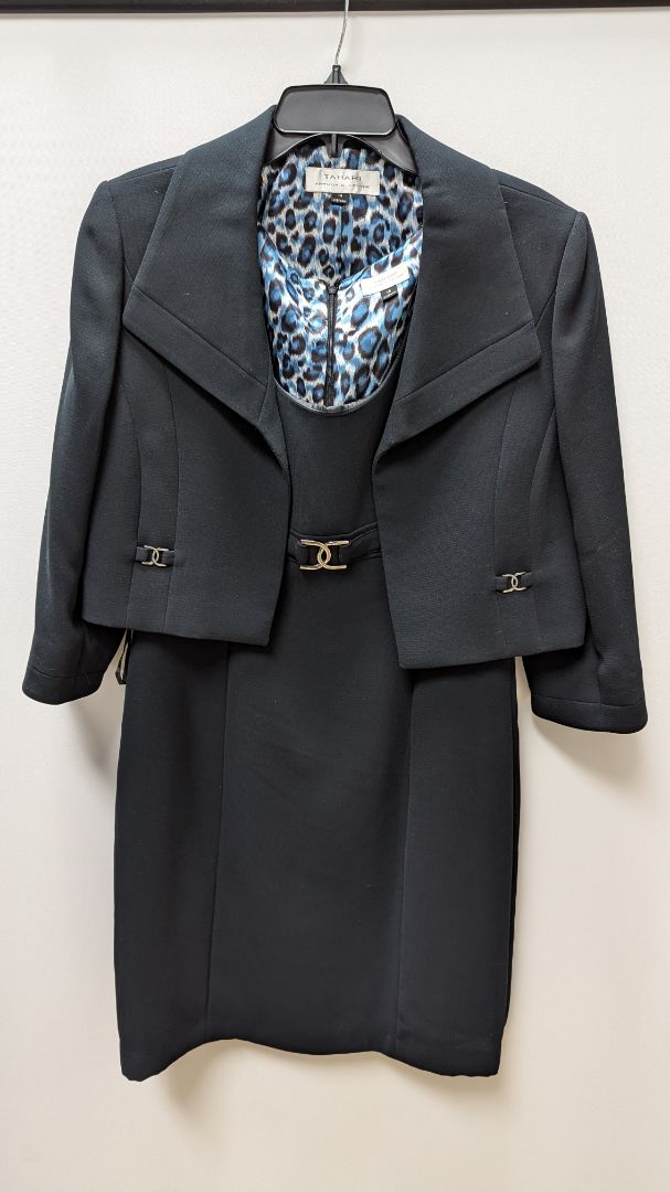 Tahari Navy Dress and Blazer Suit Set