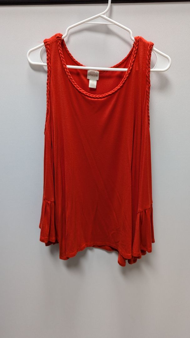 Chico's Red Cold Shoulder Bell Sleeve Blouse