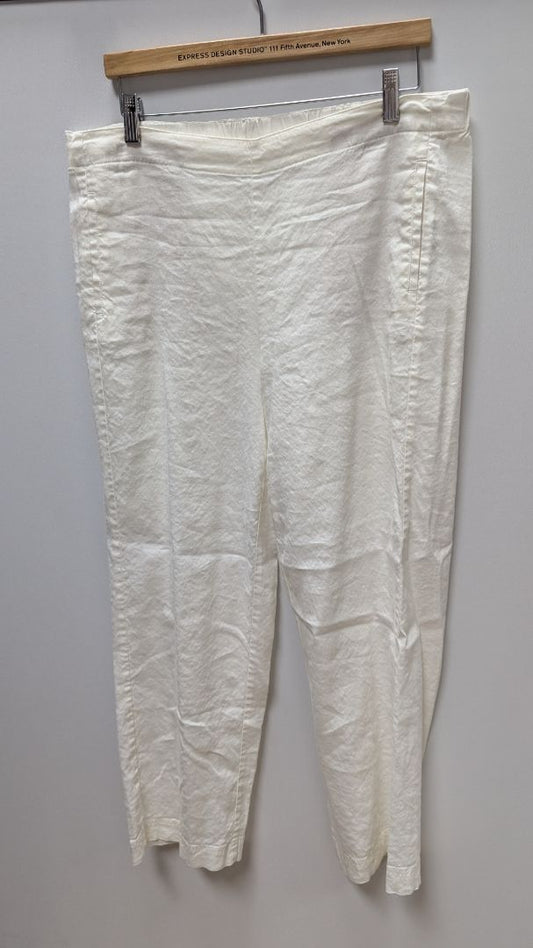 J.Jill White Linen Stretch Cropped Pants