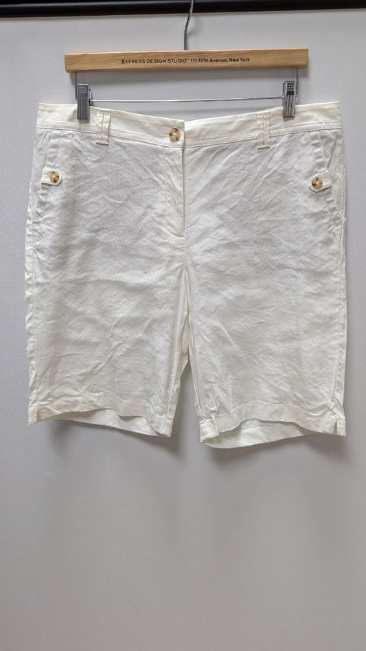 J.Jill White Linen Stretch Bermuda Shorts