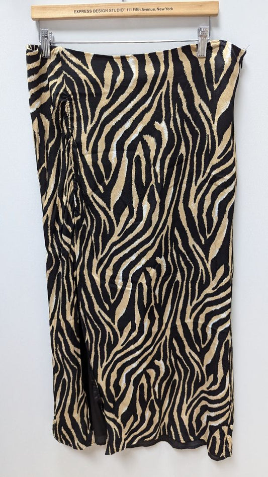 INA Black/Tan Zebra Maxi Skirt with Slit