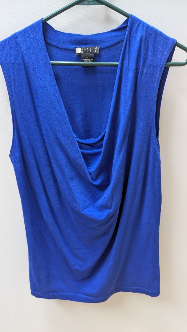 Carole Little Blue Cowl Neck Tank