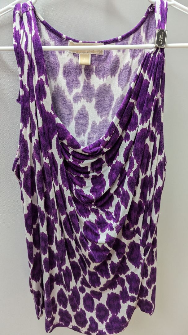 Michael Kors Purple Spotted Sleeveless Blouse