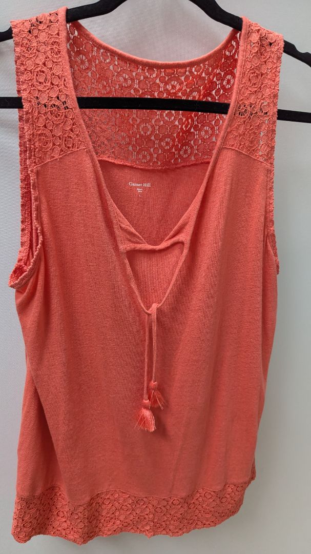 Garnet Hill Coral Lace Trimmed Tank