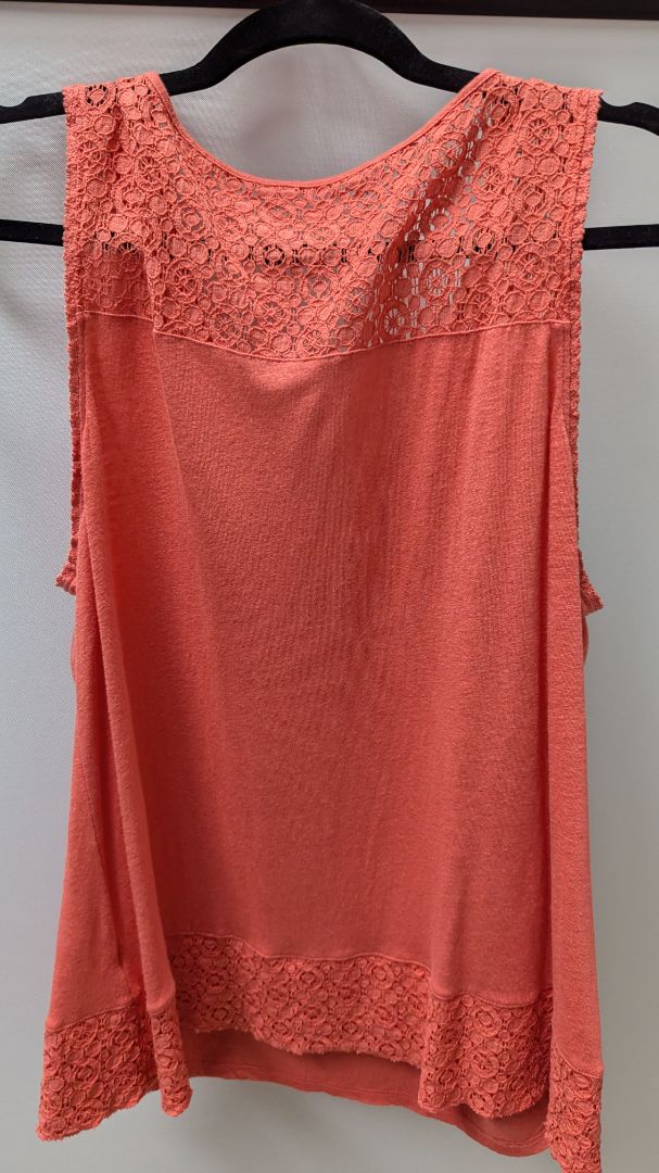 Garnet Hill Coral Lace Trimmed Tank