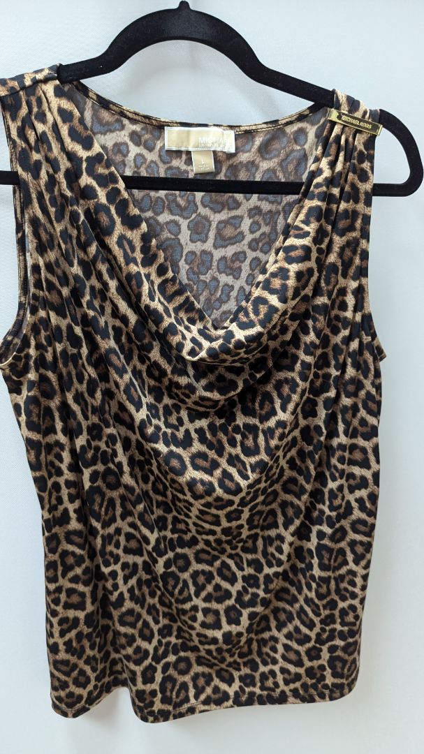 Michael Kors Brown Animal Print Sleeveless Blouse