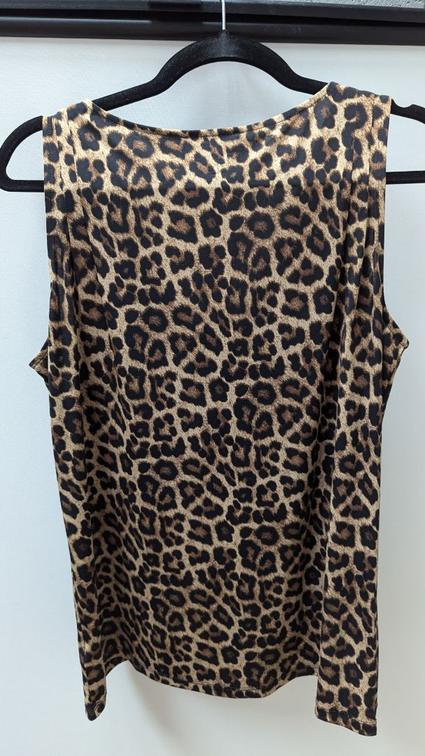 Michael Kors Brown Animal Print Sleeveless Blouse