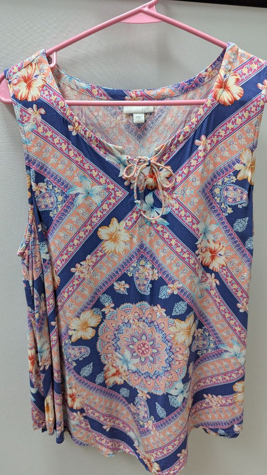 J.Jill Blue/Pink Patterned Sleeveless Blouse