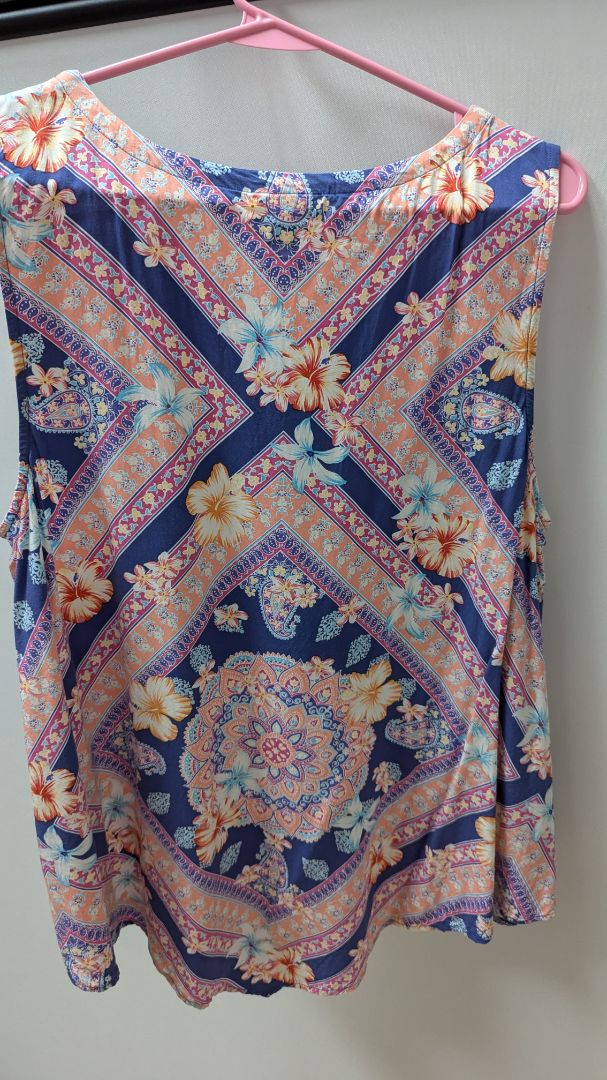 J.Jill Blue/Pink Patterned Sleeveless Blouse