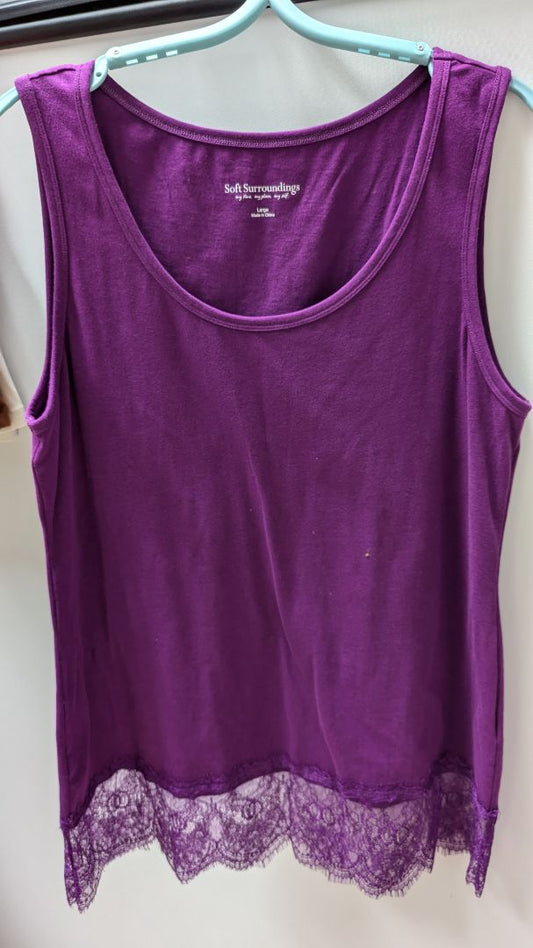 Soft Surroundings Purple Lace Trimmed Tank