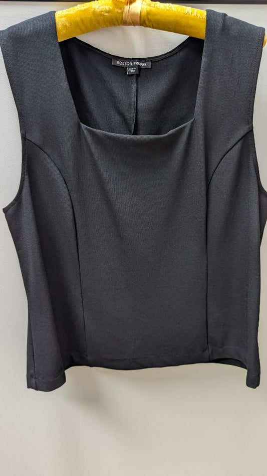 Boston Proper Black Square Neck Sleeveless Blouse