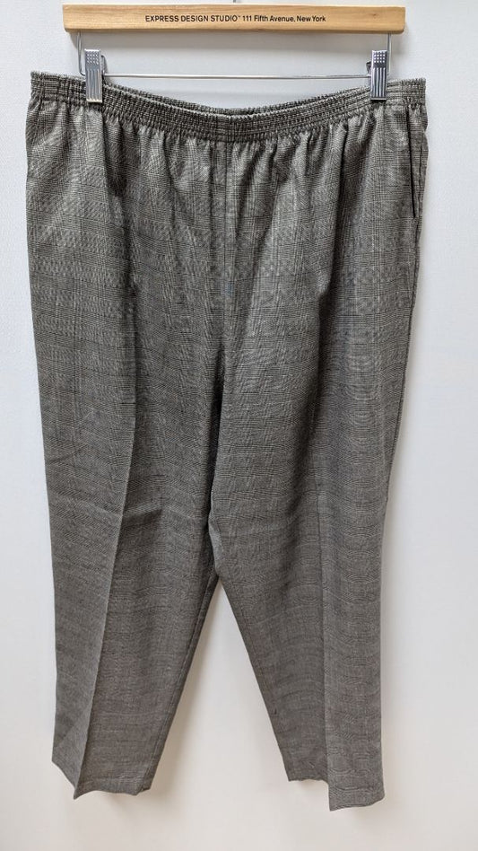 alfred dunner Grey Plaid Elastic Waist Wide Leg Pants