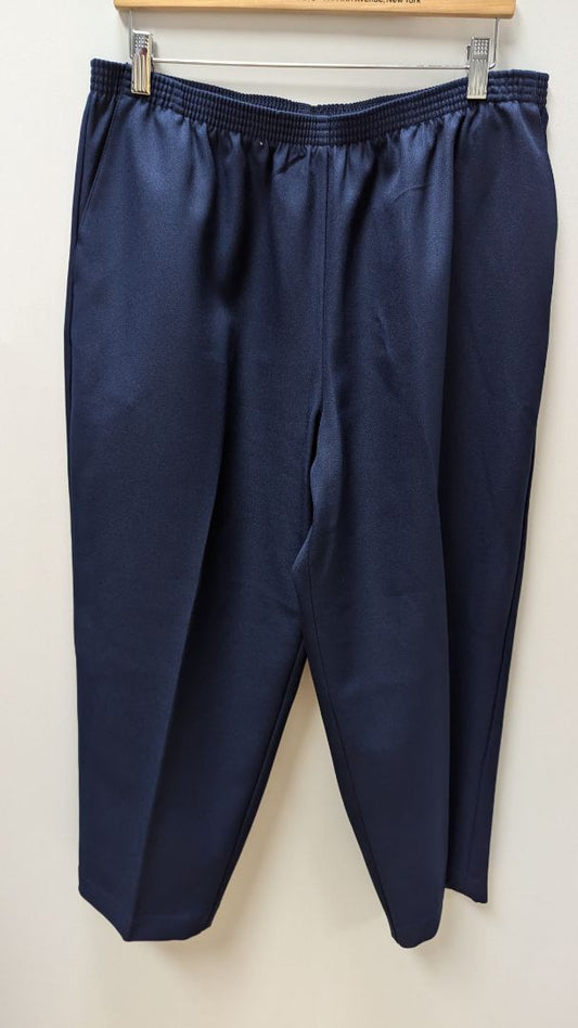 alfred dunner Navy Elastic Waist Wide Leg Pants