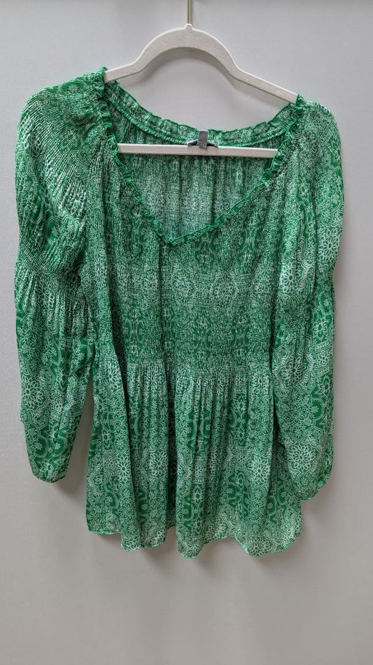 floral & ivy Green/White Patterned Ruched Blouse