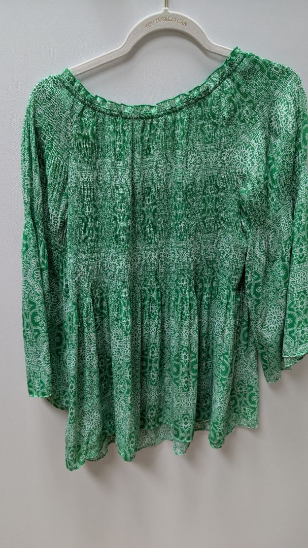 floral & ivy Green/White Patterned Ruched Blouse