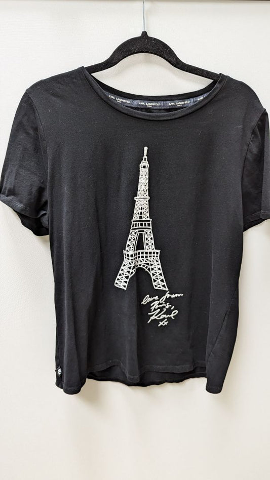 Karl Lagerfeld Paris Black Eiffel Tower Graphic Tee