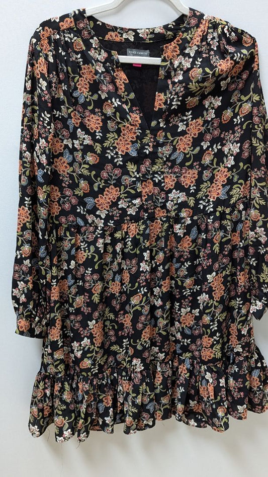 Vince Camuto Black Floral Peasant Dress