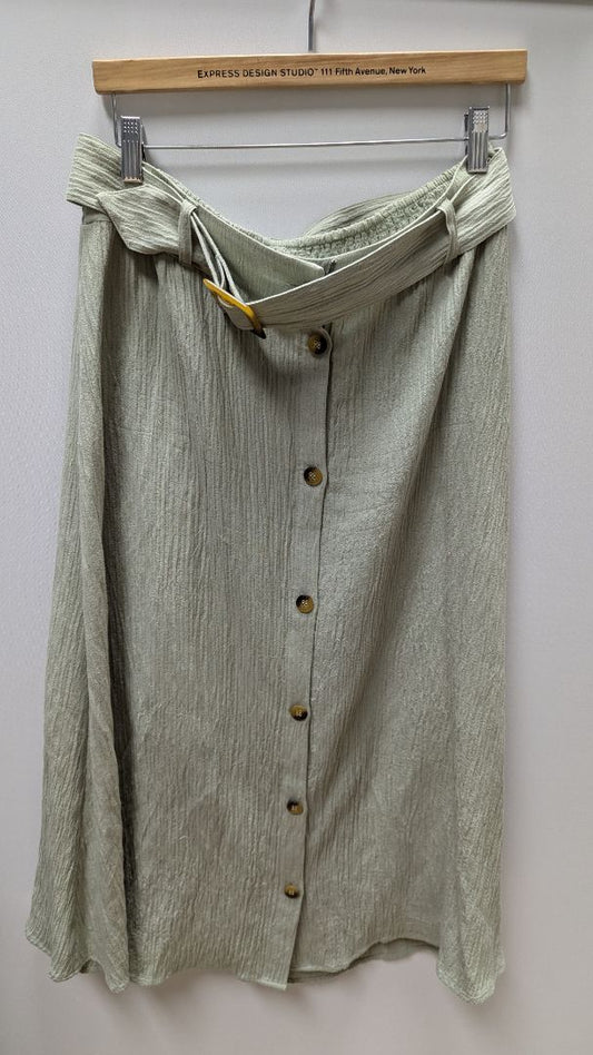 Soft Surroundings Light Green Linen Button Up Skirt