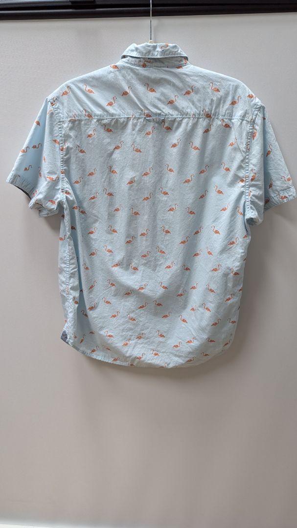 MBX Premium Goods Light Blue Flamingo Button Up Shirt