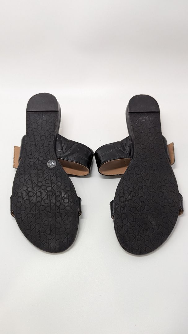 Calvin Klein Black "Senya" Faux Leather Sandals