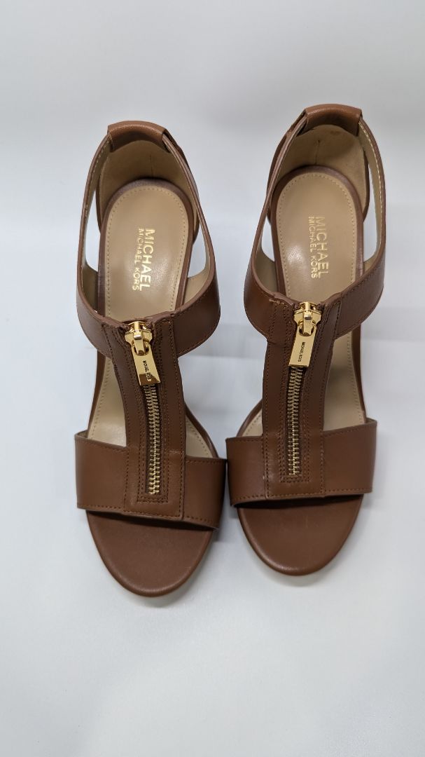 Michael Kors Brown Leather Zip-Up Heels