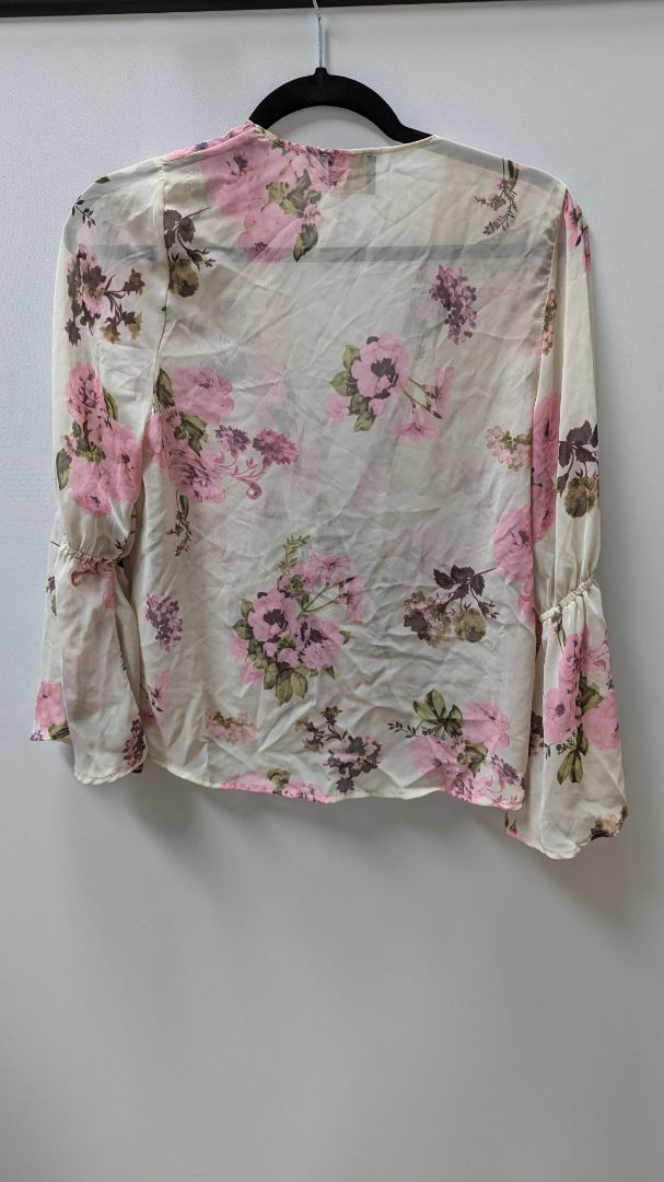 audrey Light Pink/Beige Floral Sheer Wrap Blouse